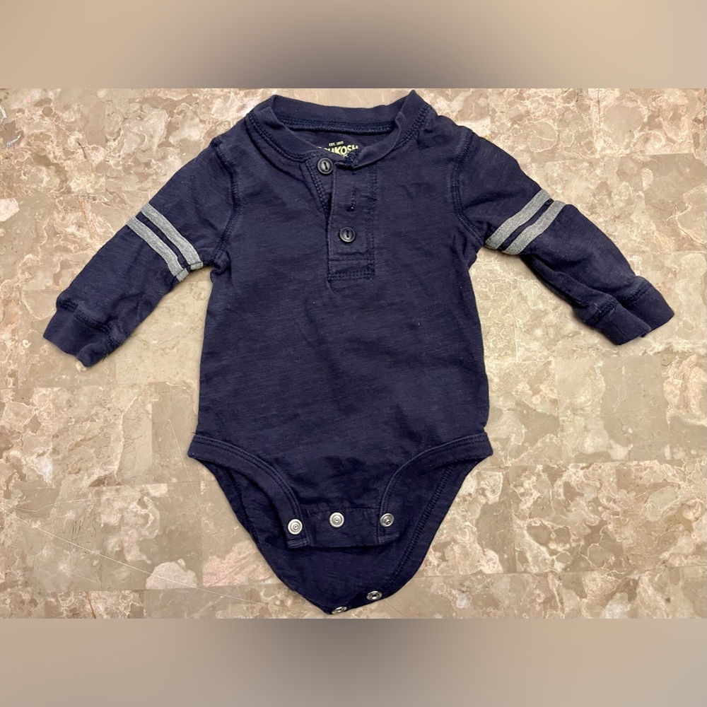 OshKosh B’Gosh dark blue long-sleeve onesie - 6 months